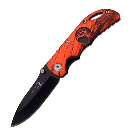 Elk Ridge Black liner lock with Orange camo overlay Handle