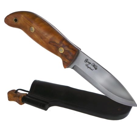 GM Handmade Timberwolf Bushcraft Knife - 01 & Firesteel Edition - English Yew Handle - Leather Firesteel Sheath