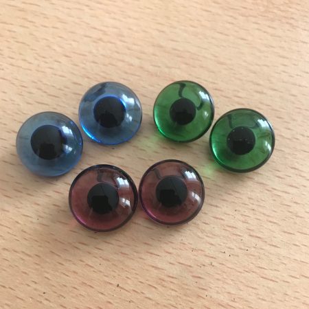 Pack of 3 Pairs Blue/Green/Amethyst Teddy Bear Glass Eyes 18mm