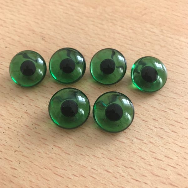 Pack of 3 Pairs Green Teddy Bear Glass Eyes 18mm