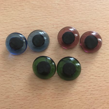 Pack of 3 Pairs Amethyst/Green/Blue Teddy Bear Glass Eyes 22mm