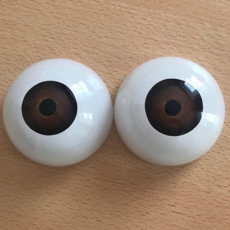 Glass Human, Doll, Mannequin Eyes 65mm Dark Brown no Veins x 1 Pair