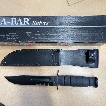 Ka-Bar Knives Utillity Knife 02-1212 - Part Serrated Edge - with Leather Sheath