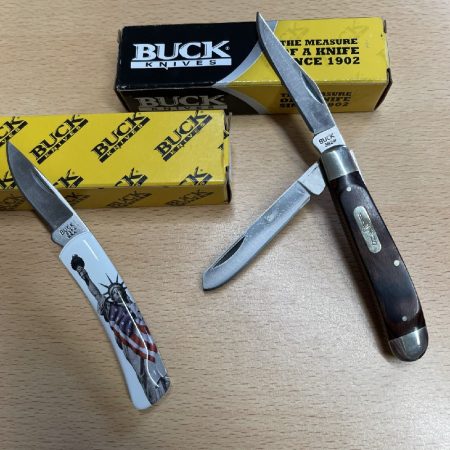 Buck Trapper B382-BRW-0 and Buck Liberty B525-LB-0 both Boxed and Unused