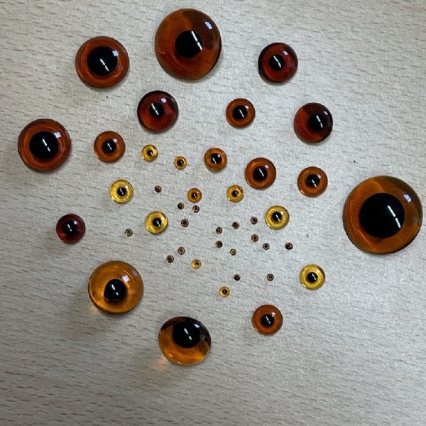 Crystal Topaz Glass Eyes with a black pupil - 44 eyes - Retail Value £60+