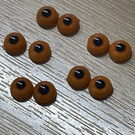 Pack of 5 pairs Burnt Orange Round Pupil Dome Shape Acrylic Eyes - 9mm